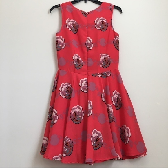 Maison Jules Red Floral  Sleeveless Floral pleated Fit & Flare Dress - Picture 6 of 16